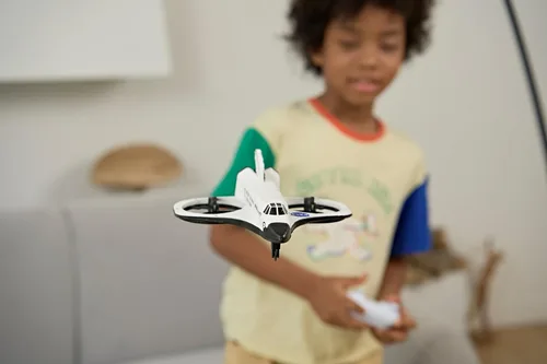Vista 3 de Odyssey Toys Space Shuttle Discovery Drone RC Flying Toy - Nave espacial de control remoto con luces LED, control de 2.4 GHz, batería recargable