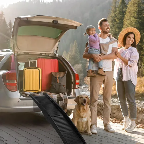 Vista 7 de Outvita Rampa para perros, rampa plegable para mascotas de 61 pulgadas para automóvil, SUV, camión, cama, fácil acceso para perros grandes