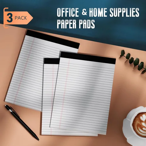 Vista 7 de 3 paquetes de blocs de notas legales blancos de 8.5 x 11 pulgadas, blocs de notas de rayas anchas, blocs de escritura con líneas microperforadas, 30