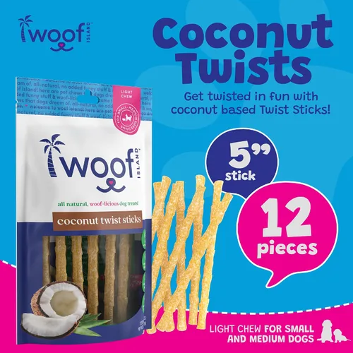 Vista 2 de Coconut Doggie Chews - Golosinas de coco para mascotas de primera calidad, totalmente naturales, masticables saludables para cachorros y sin piel