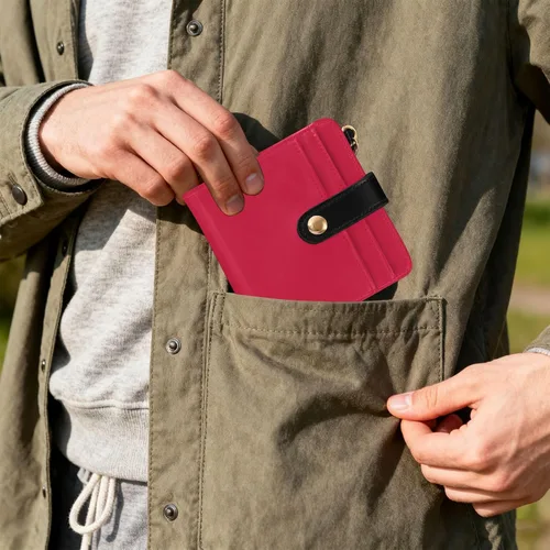 Vista 7 de ODAWA RFID Wallet Slim Crimson Foldable Wallet with 7 Card Slots