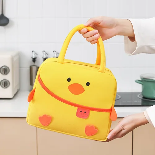 Vista 3 de Linda bolsa de almuerzo de pato Kawaii Animal Fiambrera reutilizable bolsa Beige