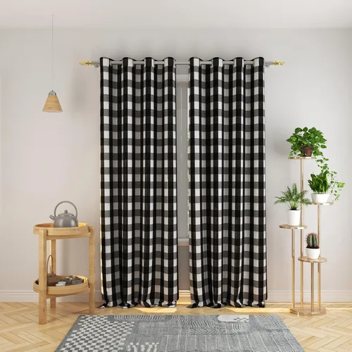 Vista 34 de Cortinas de 24 pulgadas de largo con diseño Buffalo Check Gingham Plaid para ventanas de cocina y baño, tratamiento para ventanas con 2 paneles