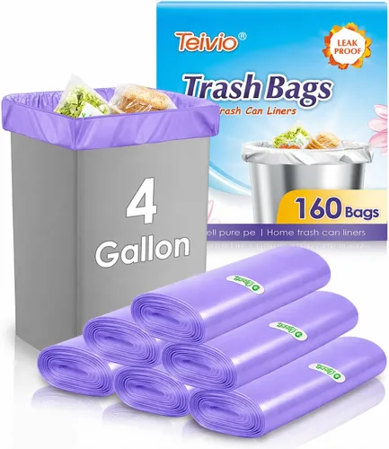 Vista 10 de Bolsas de basura fuertes de 1.2 galones, 220 unidades, bolsas de basura para baño, bolsas de plástico pequeñas para la oficina en casa, cocina, se