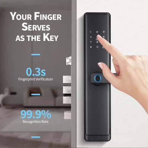 Vista 4 de Sophies Cerradura de puerta de entrada sin llave, cerradura de puerta inteligente Bluetooth funciona con código de control de aplicación y soporte