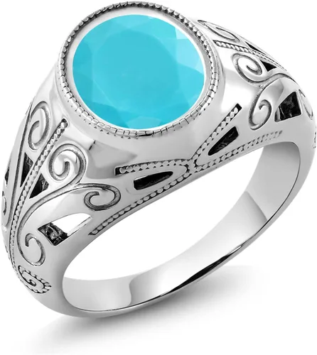 Vista 11 de Gem Stone King Anillo de piedra natal ovalada para hombre 925 plata esterlina Oval 12X10MM Disponible en tallas 7, 8, 9, 10, 11, 12, 13 Púrpura