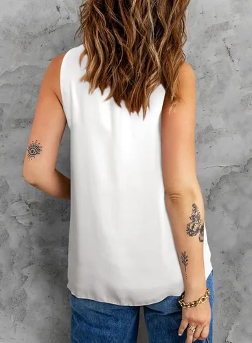 Vista 3 de AlvaQ - Camiseta de gasa estilo casual sin mangas para mujer, con cuello halter, para verano