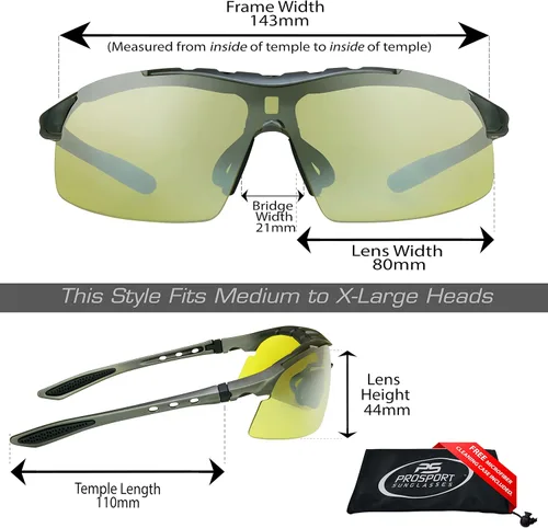 Vista 2 de proSPORT Visión nocturna antideslumbrante lente amarilla gafas de sol conducción hombres mujeres aviador metal plástico Marcos