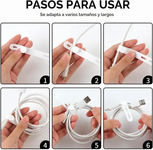 Vista 5 de Oligei 25 bridas de silicona para cables, reutilizables, de alta elasticidad para cables eléctricos, organizador de cables para auriculares