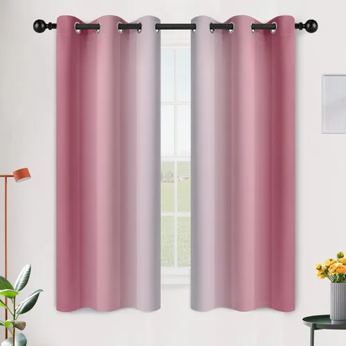 Vista 144 de SimpleHome Cortinas degradadas degradadas para oscurecer la habitación de 36 pulgadas de largo para dormitorio, con ojales y bloqueo de luz Negro