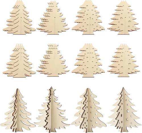 Vista 17 de COCHIE Bricolaje 3D de murciélagos de Halloween para pintar, rebanadas de madera sin terminar pintables para manualidades, recortes de murciélagos