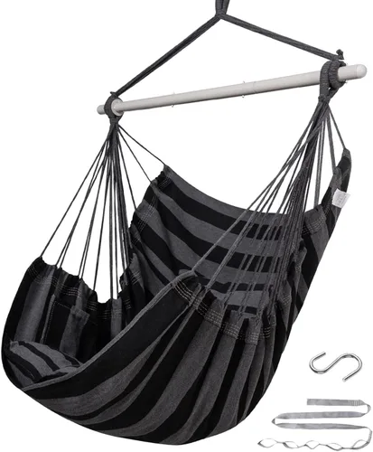 Vista 8 de ADVOKAIR - Silla tipo hamaca colgante grande, cómoda, suave y duradera, incluye 2 cojines de asiento