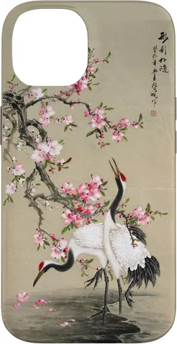 Vista 4 de Red Cap Cranes with Plum Blossoms Japanese Woodblock Art Case for iPhone 17