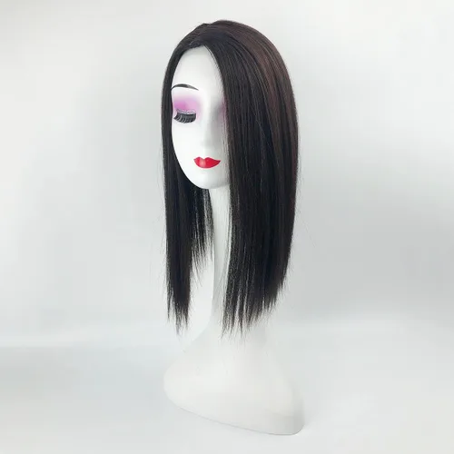 Vista 6 de YYDS Mezcla natural Snythetic, para mujer, pérdida de cabello, parte derecha, de seda, con clip (12# marrón cálido)