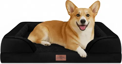Vista 216 de Comfort Expression - Cama ortopédica para perros medianos, 28 x 19 pulgadas, cama impermeable y de apoyo de espuma con cojines removibles, sofá