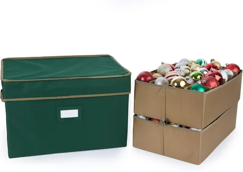 Vista 23 de Covermates Keepsakes – Caja de almacenamiento ajustable de 72 piezas – Capacidad para adornos de 4 pulgadas – Resistente – Asas – apilables