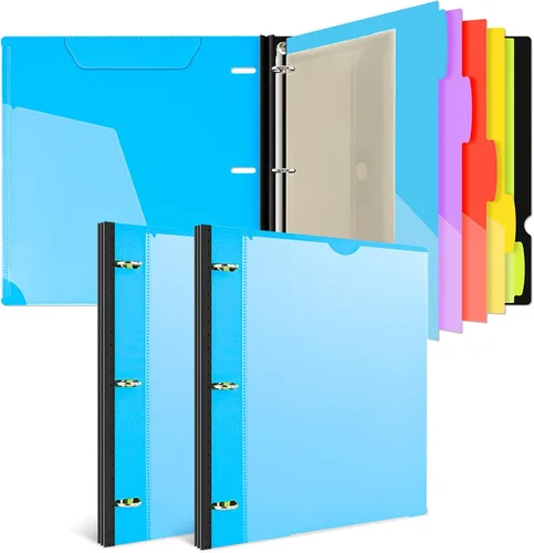 Vista 13 de INFUN Carpeta organizadora de proyectos telescópica de 3 anillos de 1 pulgada, 13 bolsillos, cubierta frontal personalizable, divisor de bolsillo