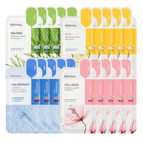 Vista 10 de Mediheal Oficial Mejor Máscara de Hoja Coreana - Máscara Facial Esencial de Colágeno y Árbol del Té, 20 Hojas, Lifting, Reafirmante, Calmante