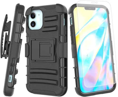 Vista 7 de Funda para iPhone 12 Mini, protección contra caídas de cuerpo completo, resistente con clip para cinturón, funda resistente con protector