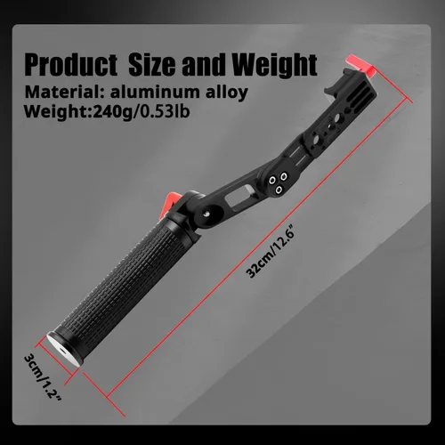 Vista 7 de Mango RS4 RS3 Mango ajustable Extensión de mano Extensión de mano Soporte de agarre de aleación de aluminio con abrazadera OTAN compatible con DJI