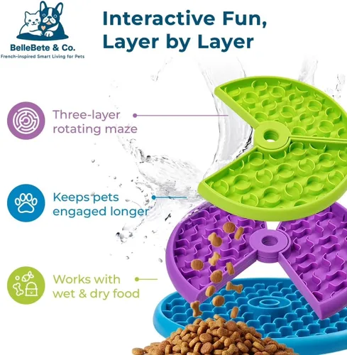 Vista 3 de BelleBête & Co. Cuenco de tres capas para perros Maze Pet Slow Feeder - Diseño interactivo de rompecabezas, serie de comedor consciente