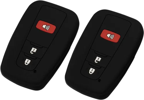 Vista 5 de Funda para llavero para Toyota Corolla Hatchback RAV4 XLE Prius de 3 botones 2019-2022, negro y negro Negro Negro