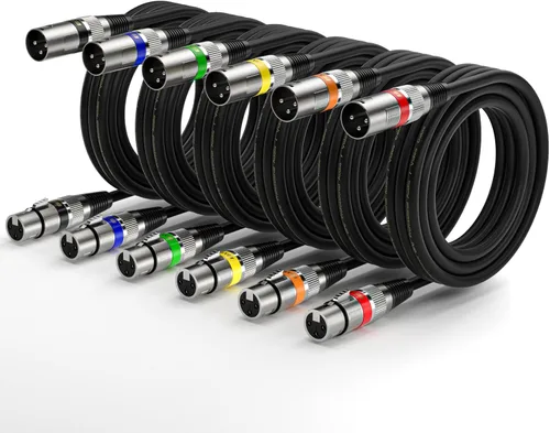 Vista 20 de EBXYA Paquete de 10 cables XLR de 3 pies - Cables de micrófono equilibrados DMX macho a hembra Cables de conexión premium, 3 pines