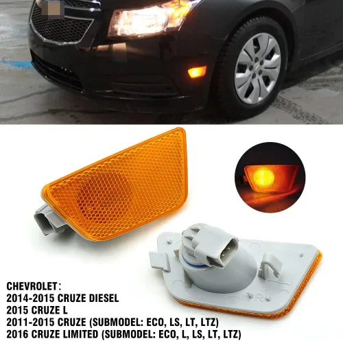 Vista 2 de 2 Piezas para Señal de Parqueo y Marca Lateral de Parachoques Delantero de Chevy Cruz 2011 2012 2013 2014 2015 Certificado DOT GM2551198N 42334144