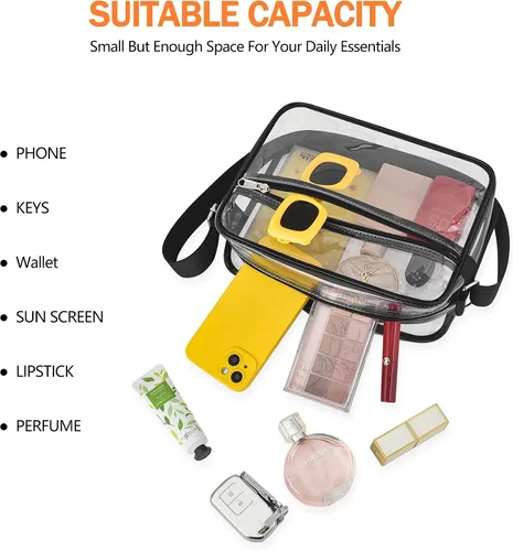 Vista 4 de MAY TREE Clear Bag for Stadium Events Clear Messenger Bag Suitable for Concert Outfits and Sports Events