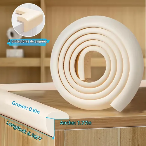 Vista 2 de ZOMPAGO - Protector de bordes de espuma para bebé, seguridad para muebles, 1 rollos + 8 esquinas