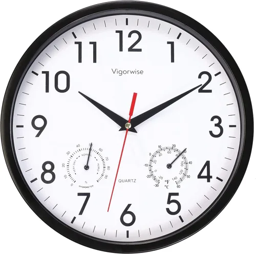Vista 12 de Reloj de pared blanco de 8 pulgadas, silencioso, con temperatura Decorativo para cocina/sala de estar/dormitorio/oficina/escuela/aula