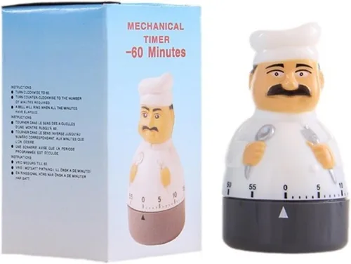 Vista 8 de Temporizador mecánico de cuenta regresiva con bonito diseño de chef, alarma manual de 60 minutos, temporizador de cocina impermeable para huevos