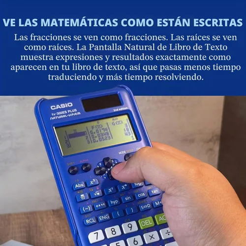 Vista 7 de Casio fx-300ES Plus 2ª Edición – Calculadora científica estándar 262 funciones, pantalla Natural Textbook Display℠ Ideal para matemáticas de Azul