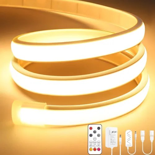 Vista 12 de Lamomo COB - Tira de luces LED, 9.84 pies, color blanco natural, regulable, autoadhesiva, con control remoto, flexible, cortable, impermeable, 4000