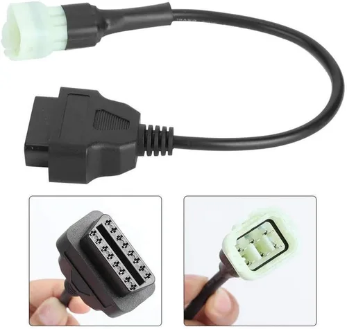 Vista 2 de cable adaptador de 6 pines a 16 pines, diagnóstico de fallas del motor OBD2 y detector, se ajusta para programación de ECU de motocicletas KTM