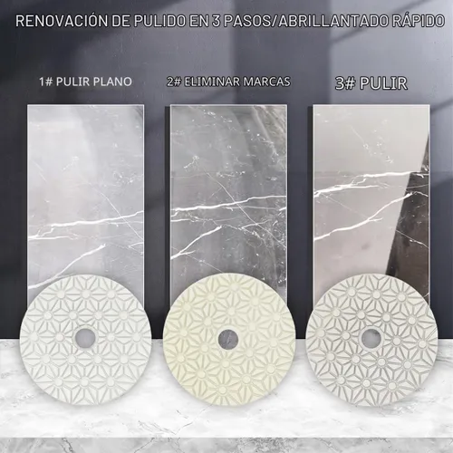 Vista 7 de Almohadillas de pulido de diamante en seco/mojado de 3 pasos de 4 pulgadas para granito, mármol, cuarzo, hormigón