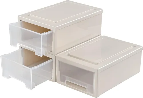 Vista 4 de Readsky Cajones de almacenamiento de plástico apilables de 6 cuartos de galón, unidad de cajón de plástico, 3 paquetes