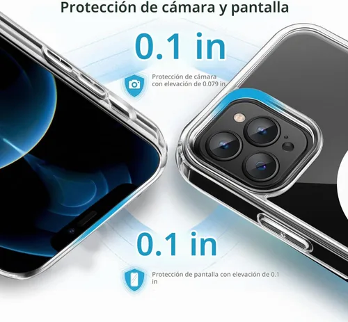 Vista 5 de Yriklso Funda magnética para iPhone 12 Pro Max, imanes integrados compatibles con MagSafe, cubierta trasera de policarbonato duro transparente +