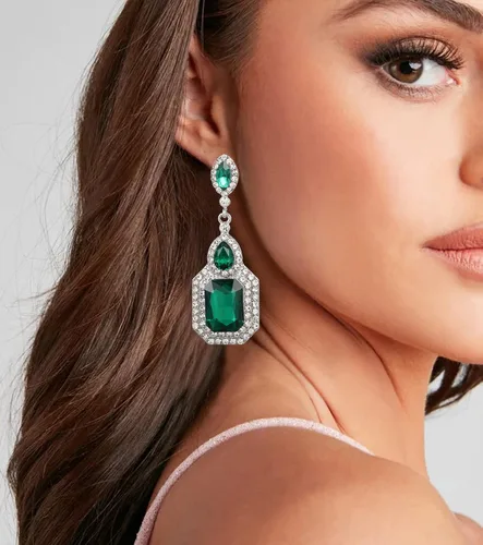 Vista 2 de Aretes vintage con diamantes de imitación para mujer, diseño de araña de cristal elegante, aretes colgantes para mujer, formal, boda, novia, fiesta