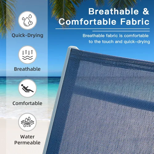 Vista 3 de domi outdoor living Domi - Juego de 2 sillas de salón de aluminio para exteriores con 5 posiciones ajustables, tumbona al aire libre para piscina
