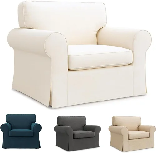 Vista 13 de Ektorp - Funda de repuesto para sillón IKEA Ektorp, funda para silla Ektorp, solo funda Ektorp (beige diario)