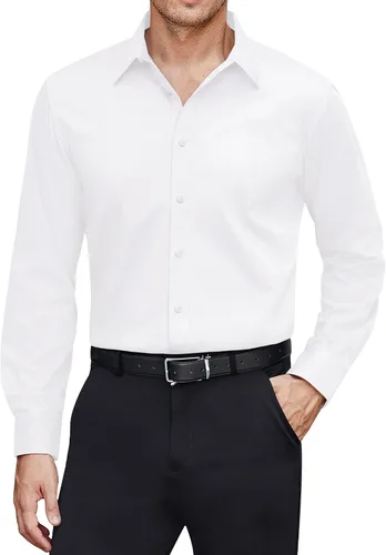 Vista 2 de J.VER Camisas de vestir de manga corta para hombre con bolsillo, camisas casuales con botones, camisa de negocios sin arrugas