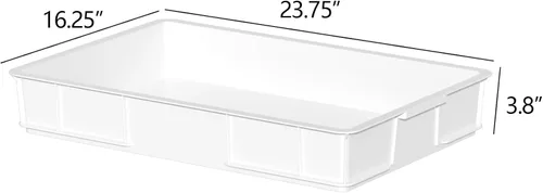 Vista 4 de Caja a prueba de masa, bandejas apilables comerciales para masa para pizza (23.75 x 16.25 x 3.8 pulgadas), color blanco, paquete de 4