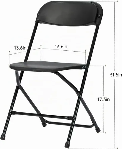 Vista 3 de Silla plegable de plástico de 20 piezas, silla comercial portátil, sillas plegables de plástico resistente, silla plegable con capacidad de 350 Negro