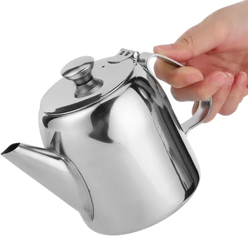 Vista 7 de Tetera de acero inoxidable de 0,5 L, tetera de acero inoxidable, tetera de té, tetera de acero inoxidable, boquilla corta fría para restaurantes