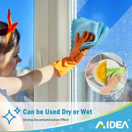 Vista 5 de AIDEA Paños de limpieza de microfibra, 8 Paños de limpieza multiusos, paño de limpieza de microfibra para pulido, paño de limpieza de ventanas