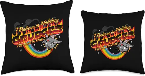 Vista 3 de Cute baphomet Grudge Master apparel I Believe in Holding Grudges I'll Heal in Hell Rainbow Print - Almohada de 16 x 16 pulgadas, multicolor