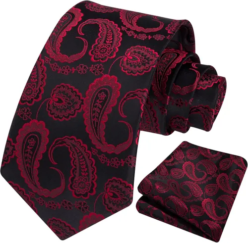 Vista 76 de HISDERN Corbatas para hombre, corbata de cachemira y bolsillo cuadrado tejido clásico floral para hombre, corbata de fiesta de boda