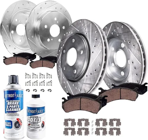 Vista 23 de Detroit Axle - Kit de freno trasero para Chevy Silverado 1500 Avalanche GMC Sierra 1500 2007-2014, Suburban Yukon XL 1500 Tahoe Escalade EXT ESV