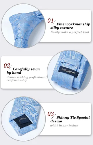 Vista 124 de HISDERN Corbatas para hombre, corbata de cachemira y bolsillo cuadrado tejido clásico floral para hombre, corbata de fiesta de boda